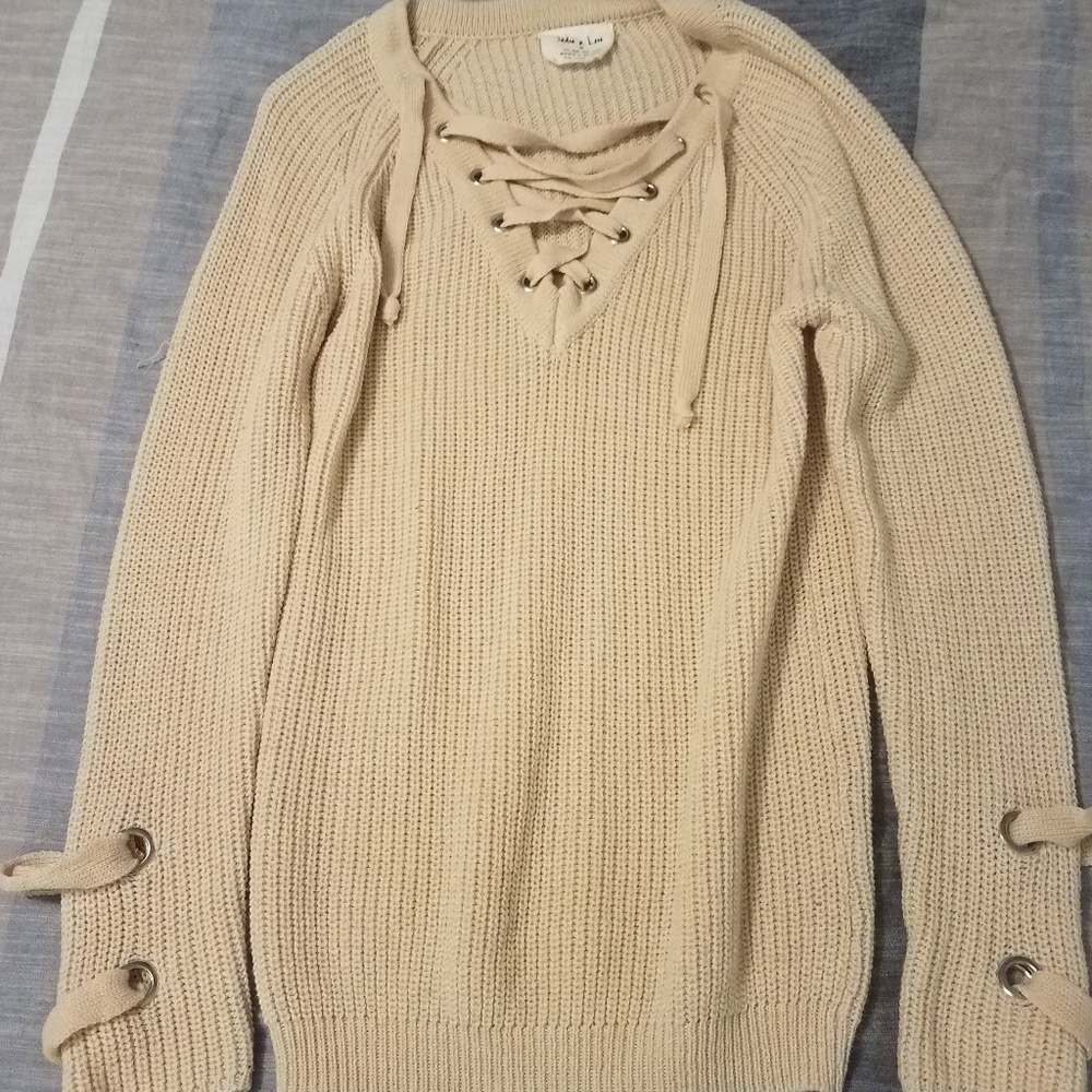Lace up sweater